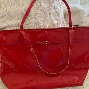 Kate Spade Red Glossy Tote Bag